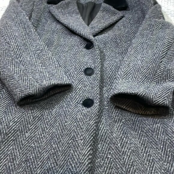 Stunningly Beautiful Wool Velvet Coat Long Made in the USA Dark Gray/Black Sz 8 - Picture 10 of 16